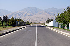 highway towards the mountains in Turkmenistan